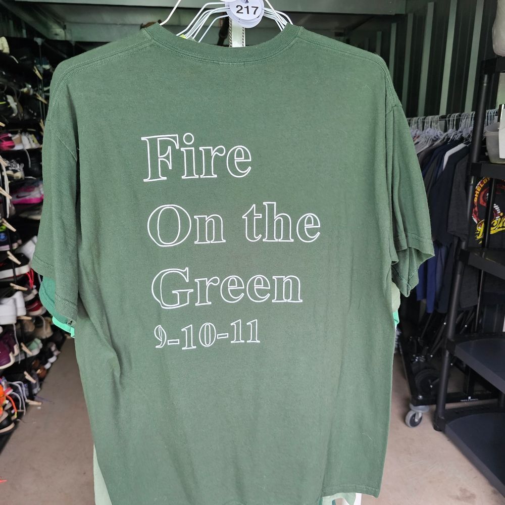 Green Short Sleeve Tee with Graphic Design